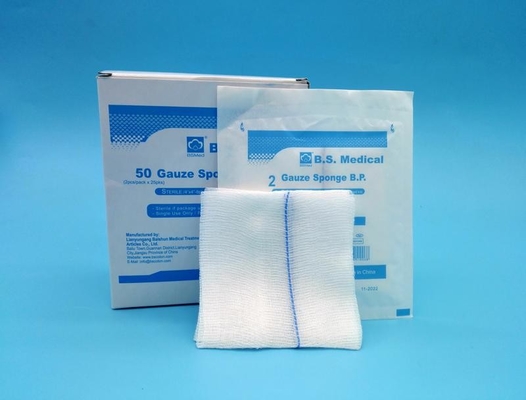 Çin Tek kullanımlık CE, ISO Onaylı Cerrahi Gaze Kesme Absorbent Pamuk Steril Gaze Swab X Ray Tıbbi Gaze